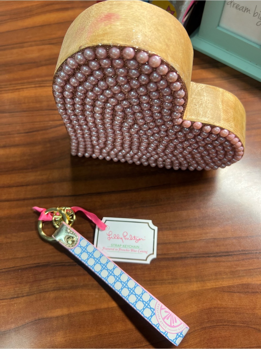 New Lilly Pulitzer Pink & Blue Strap Keychain Wristlet